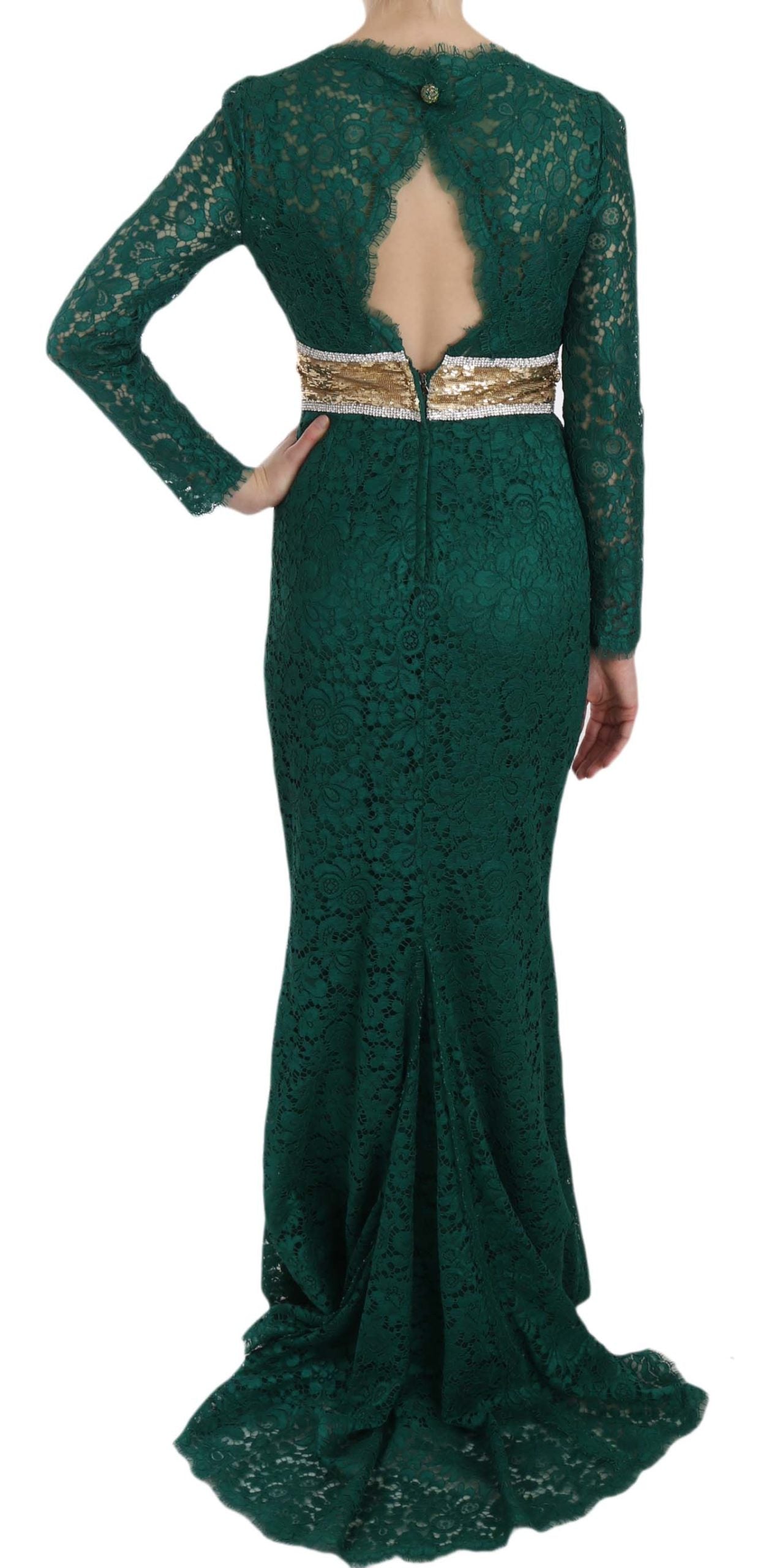 Robe longue à manches longues Dolce & Gabbana Emerald Elegance