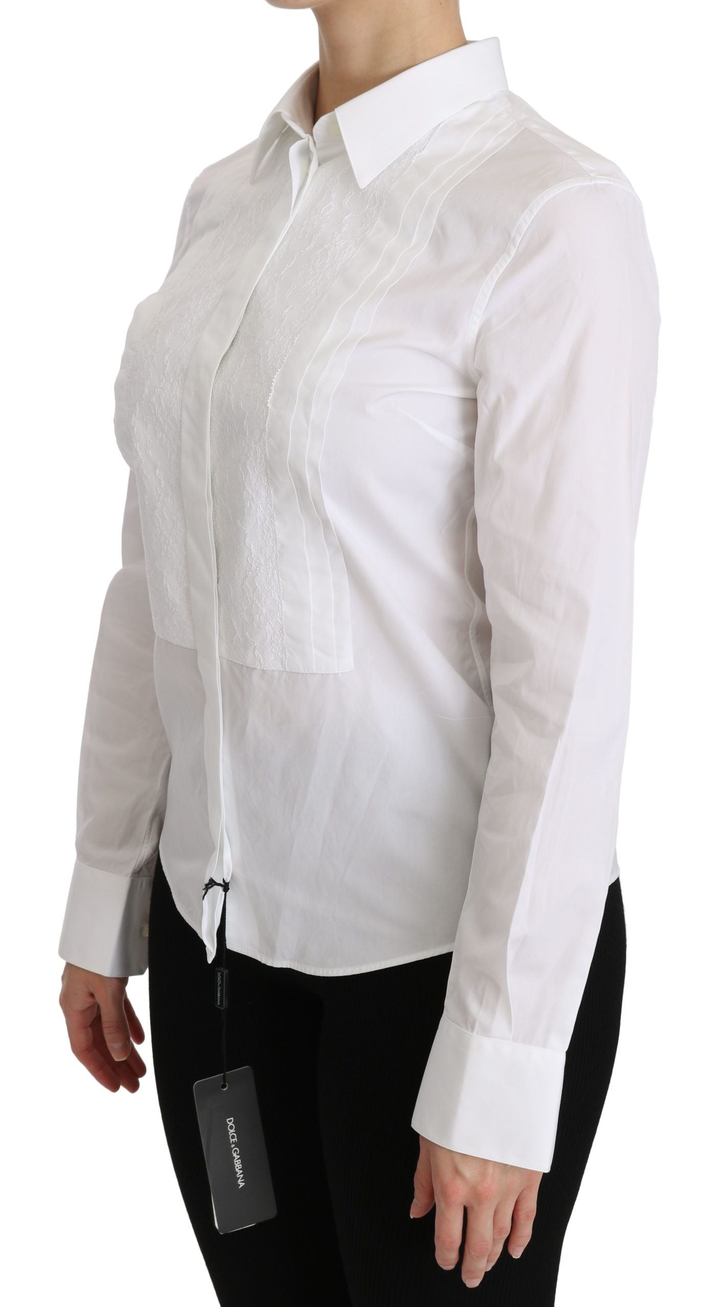 Dolce & Gabbana Elegant White Collared Long Sleeve Polo Top