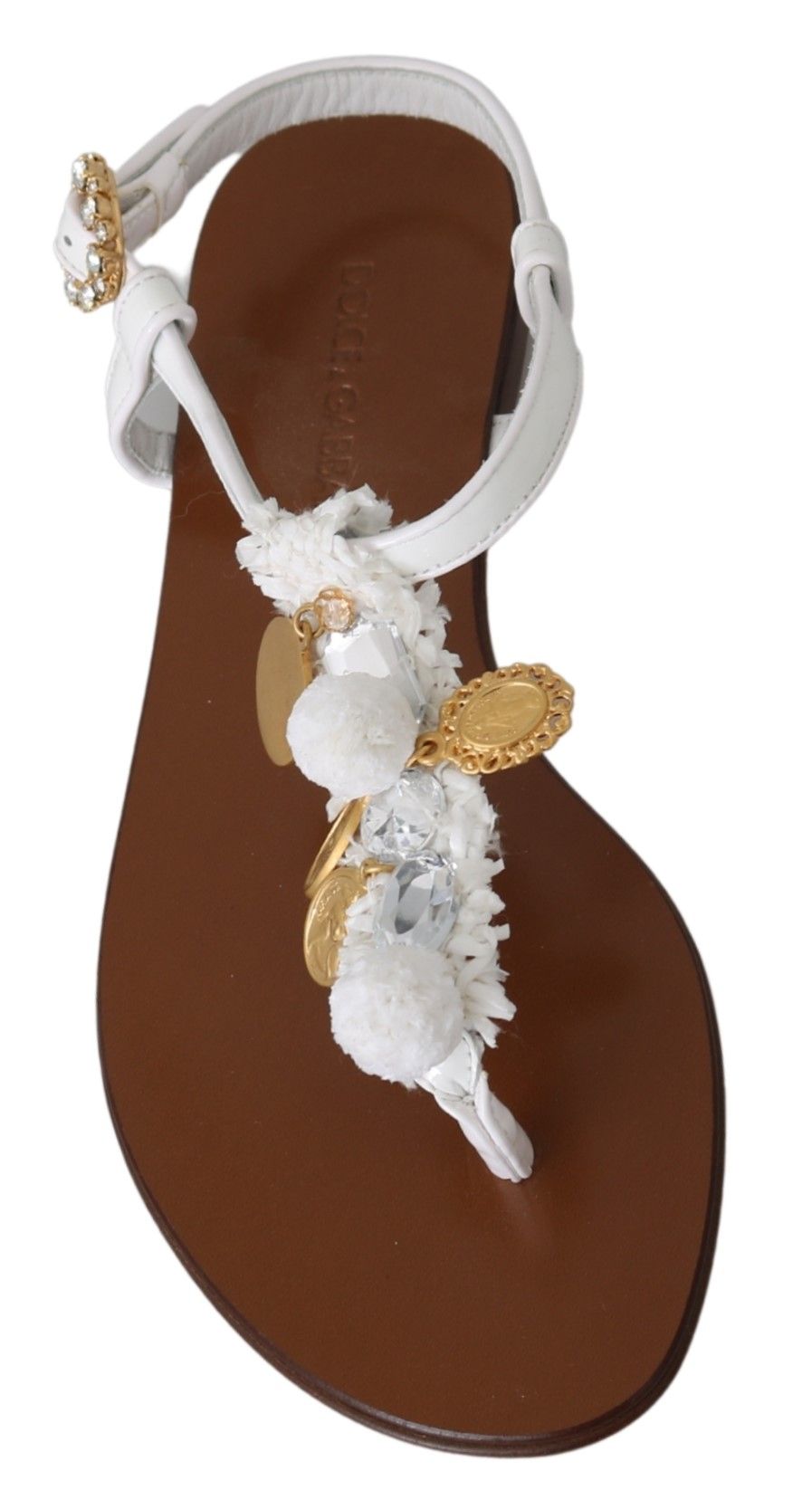 Dolce & Gabbana – Flip-Flops mit Fesselriemchen und Pom-Pom-Muster