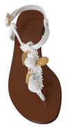 Dolce &amp; Gabbana – Flip-Flops mit Fesselriemchen und Pom-Pom-Muster