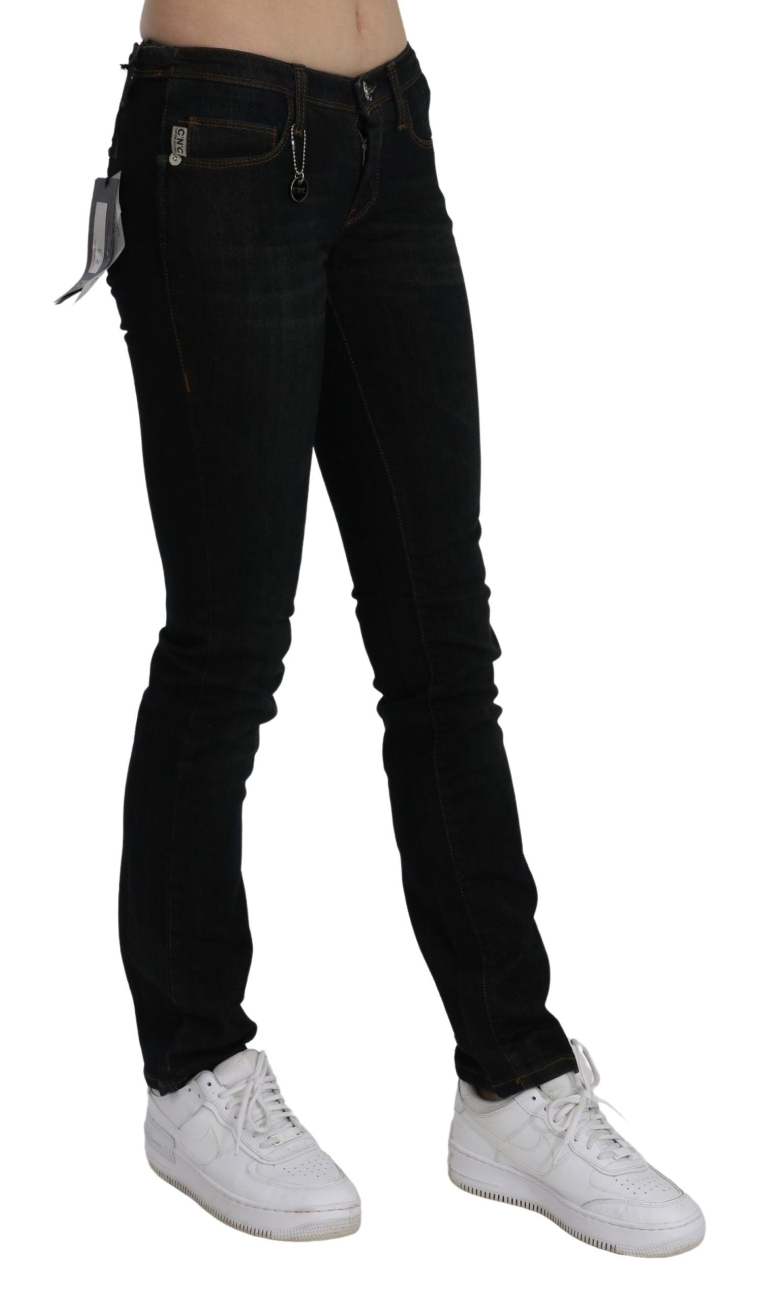 Costume National Chic – Schwarze Slim-Fit-Jeans mit mittelhohem Bund