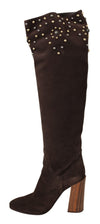 Bottes hautes en daim cloutées Dolce &amp; Gabbana en marron