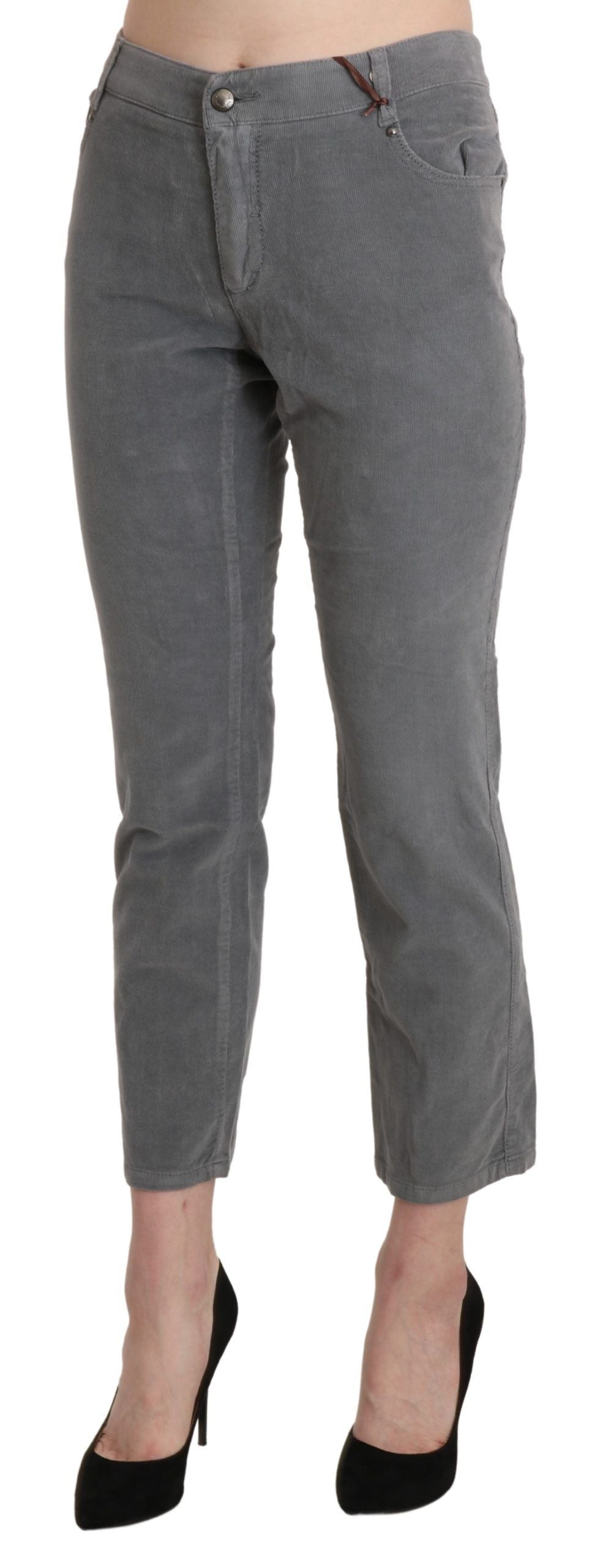 Ermanno Scervino Chic Gray Mid Waist Cropped Trousers