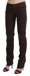 Ermanno Scervino Chic Brown Mid Waist Skinny Trousers