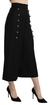 Dolce &amp; Gabbana Elegante Hose aus Schurwolle mit hoher Taille und weitem Bein