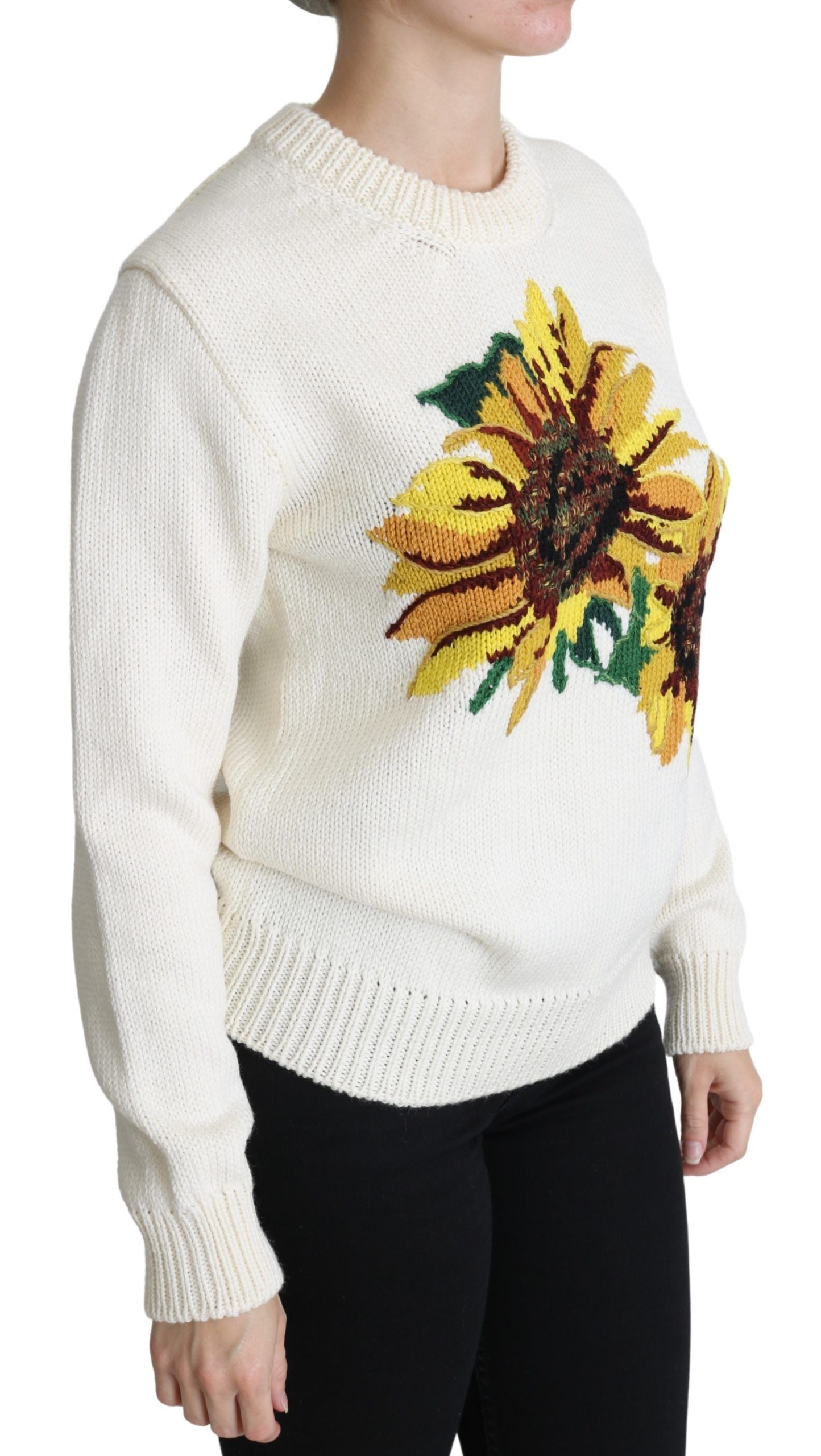 Dolce & Gabbana Eleganter gestrickter Sonnenblumenpullover