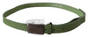 Ceinture en cuir vert chic national avec boucle argentée