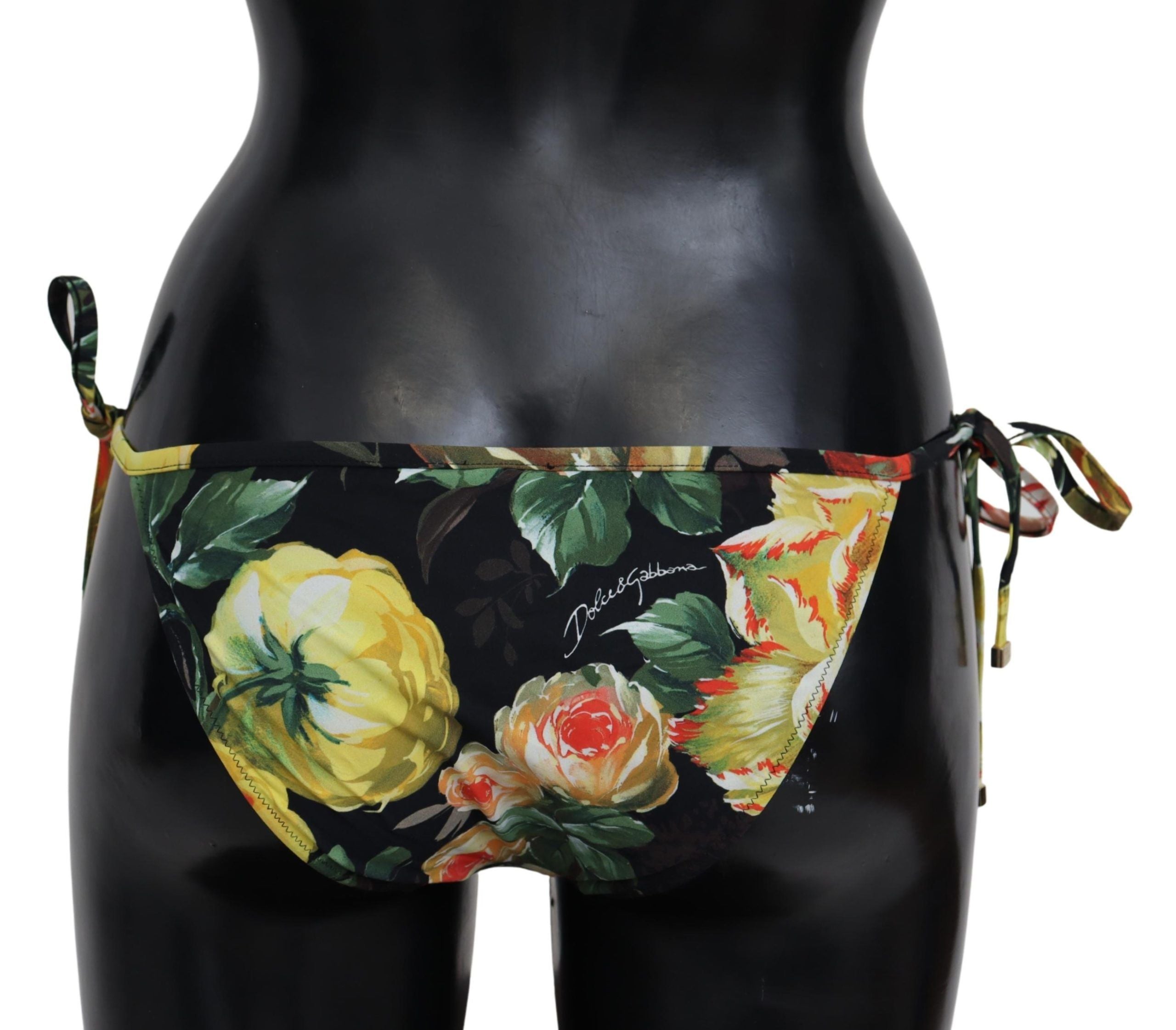 Dolce & Gabbana Elegantes schwarzes Bikinihöschen mit Blumenmuster