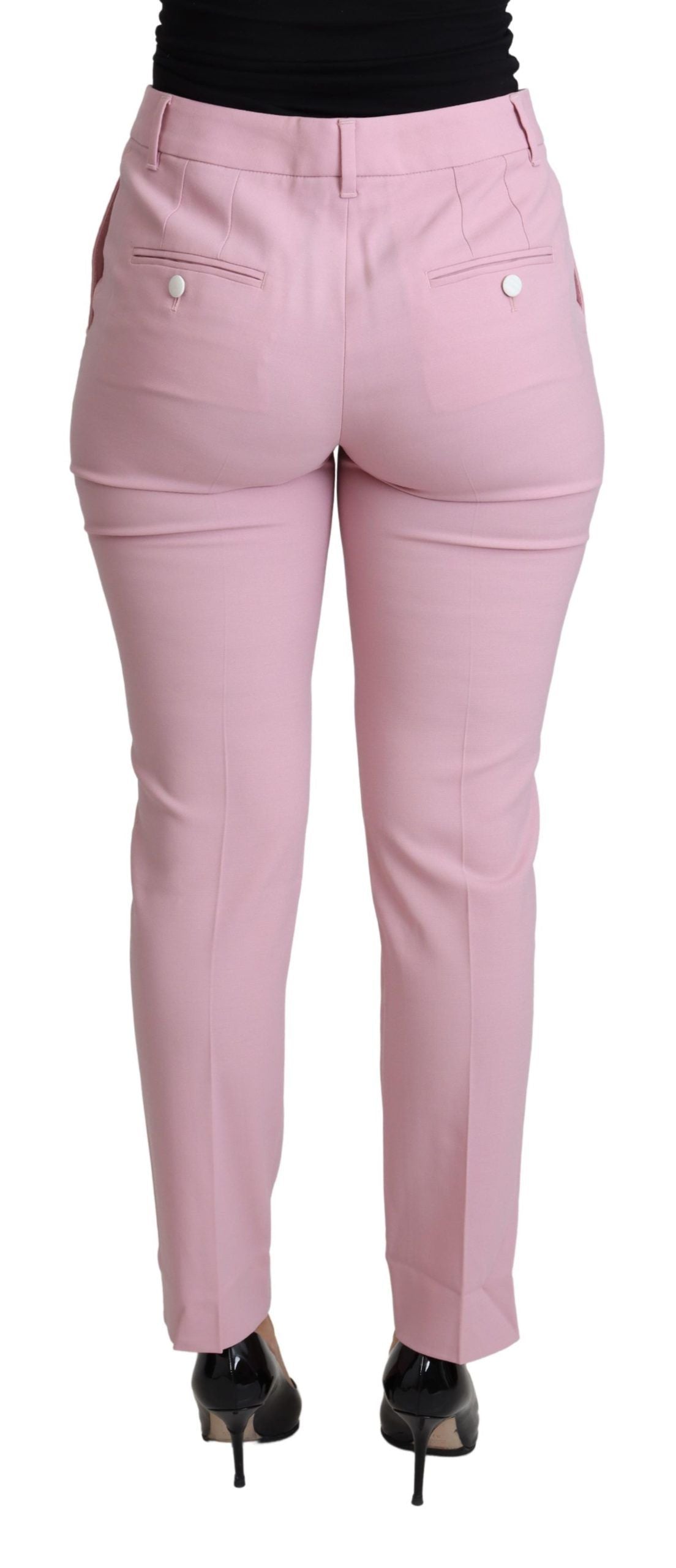 Pantalon taille haute en laine rose élégant Dolce & Gabbana