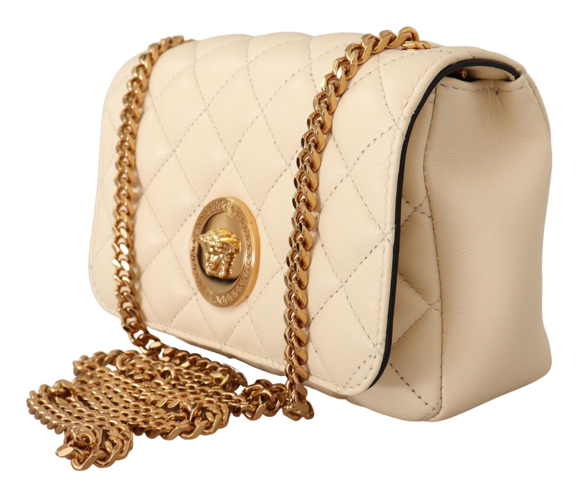 Sac à bandoulière Versace Chic en cuir nappa blanc pur