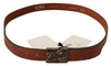 Costume National Chic Solid Brown Waist Belt with Logo Buckle