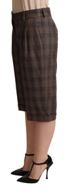 Dolce & Gabbana Checkered Wool Bermuda Shorts in Brown