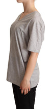 Dolce & Gabbana Elegant Gray V-Neck Cotton Tee