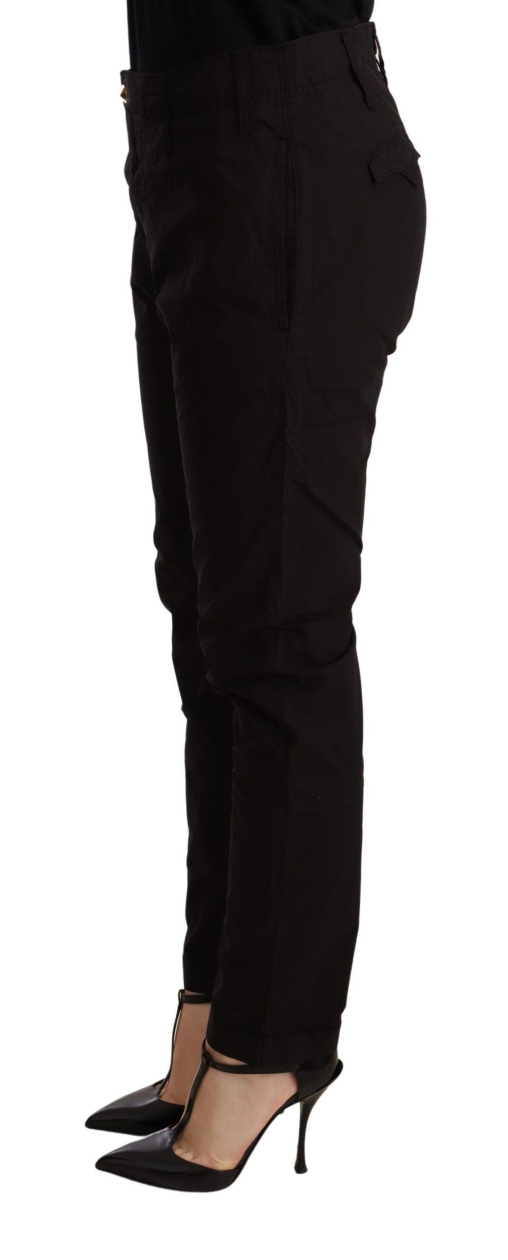 CYCLE Elegante schwarze Baggy-Baumwollhose