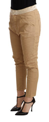 CYCLE – Beige, schmal geschnittene Skinny-Hose mit mittelhohem Bund