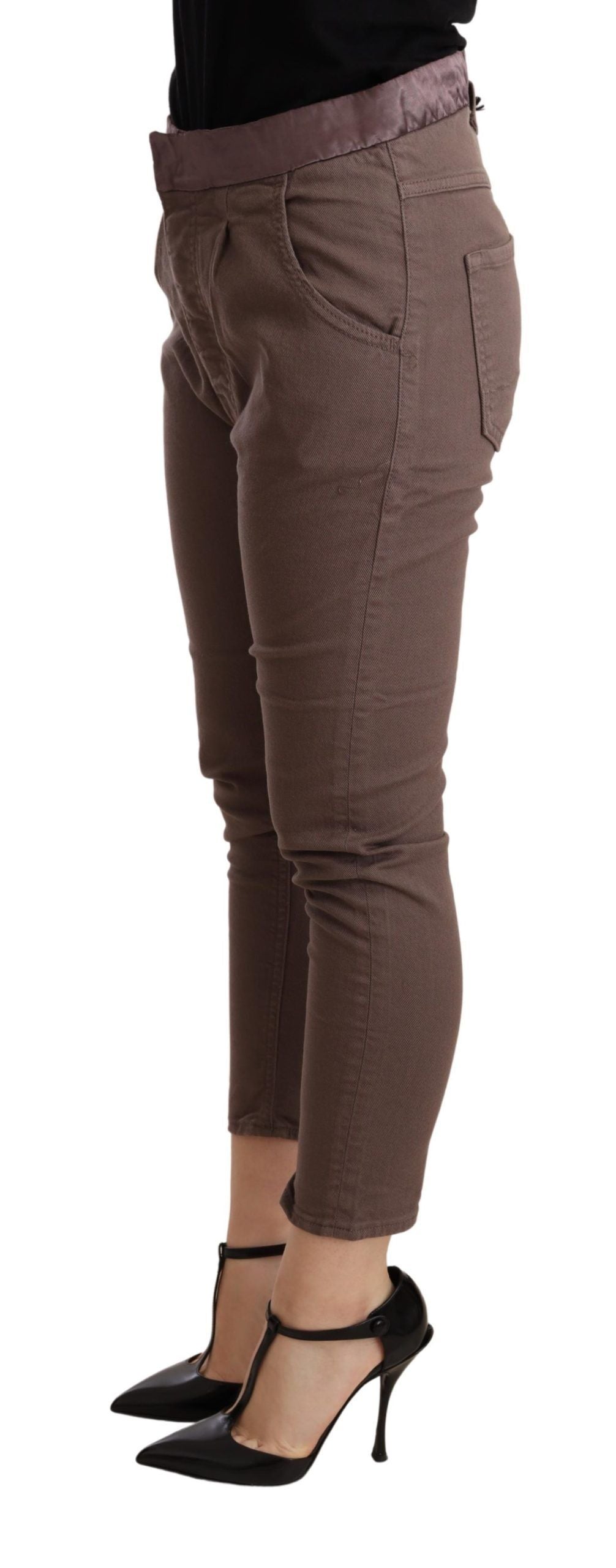 CYCLE Schicke, braune Skinny-Hose mit mittelhohem Bund