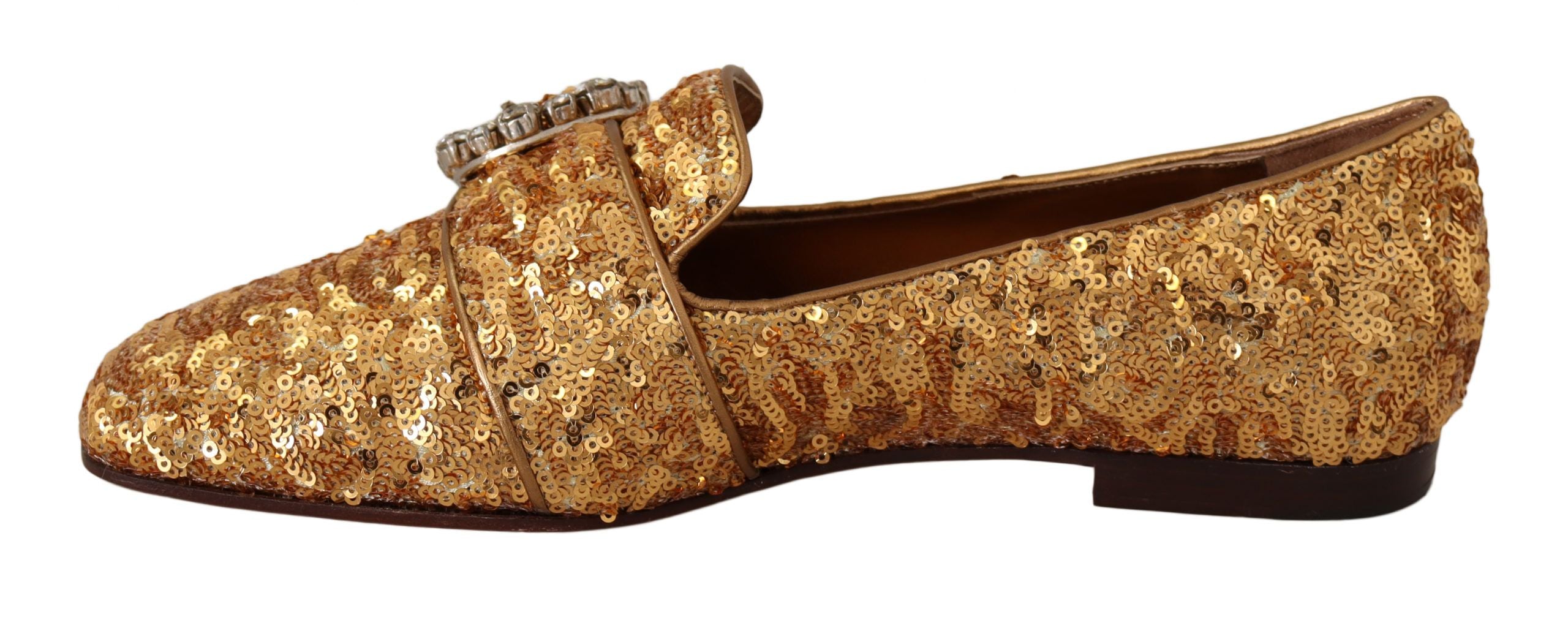 Dolce & Gabbana – Elegante Ballerinas mit goldenen Pailletten und Kristallen