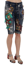 Short en jean élégant à ornements jusqu'aux genoux Dolce &amp; Gabbana