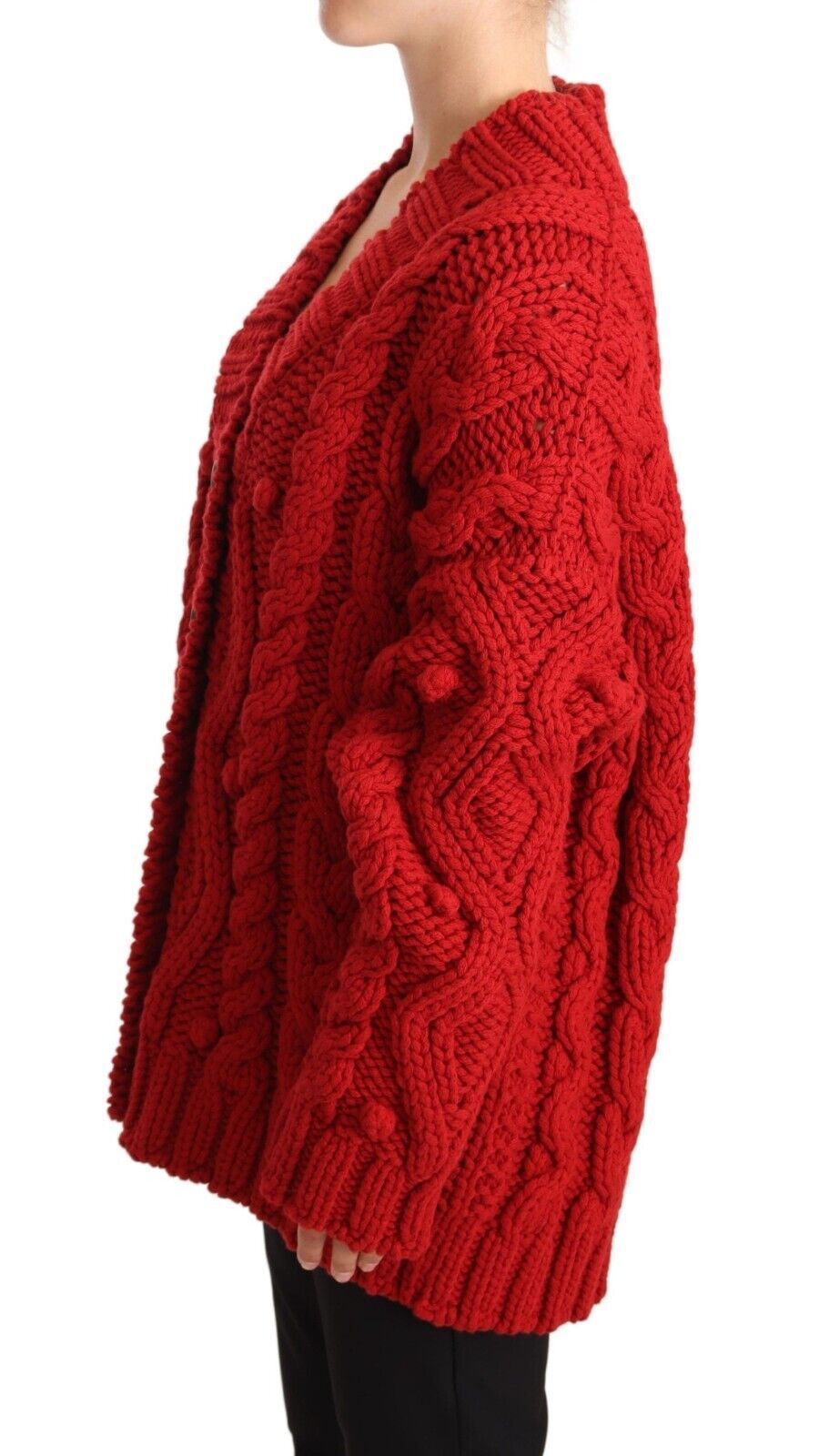 Ravissant cardigan en laine vierge rouge Dolce & Gabbana