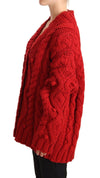 Ravissant cardigan en laine vierge rouge Dolce &amp; Gabbana