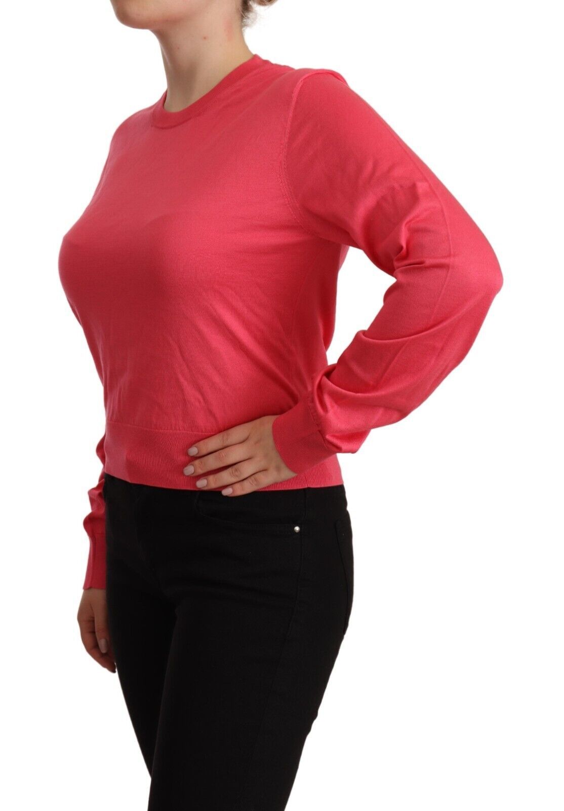 Dolce & Gabbana Elegant Pink Silk Crewneck Sweater