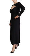 PINKO Elegant Black Nylon Stretch Maxi Dress