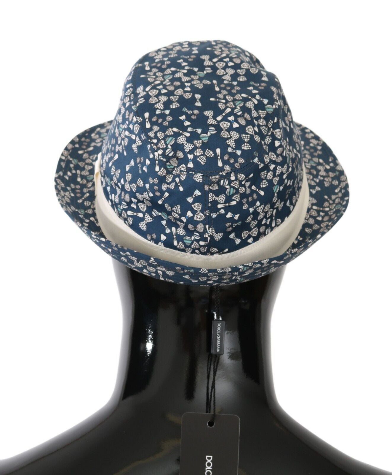 Dolce & Gabbana Elegant Bow Print Fedora Hat in Blue & White