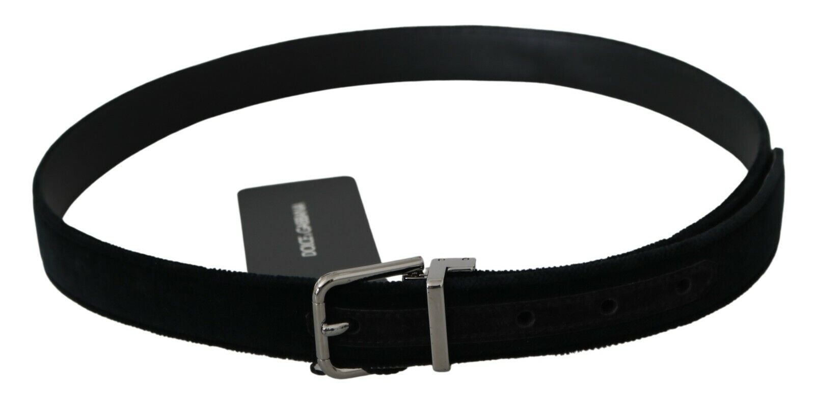 Dolce & Gabbana Elegant Black Leather Belt with Velvet Interior