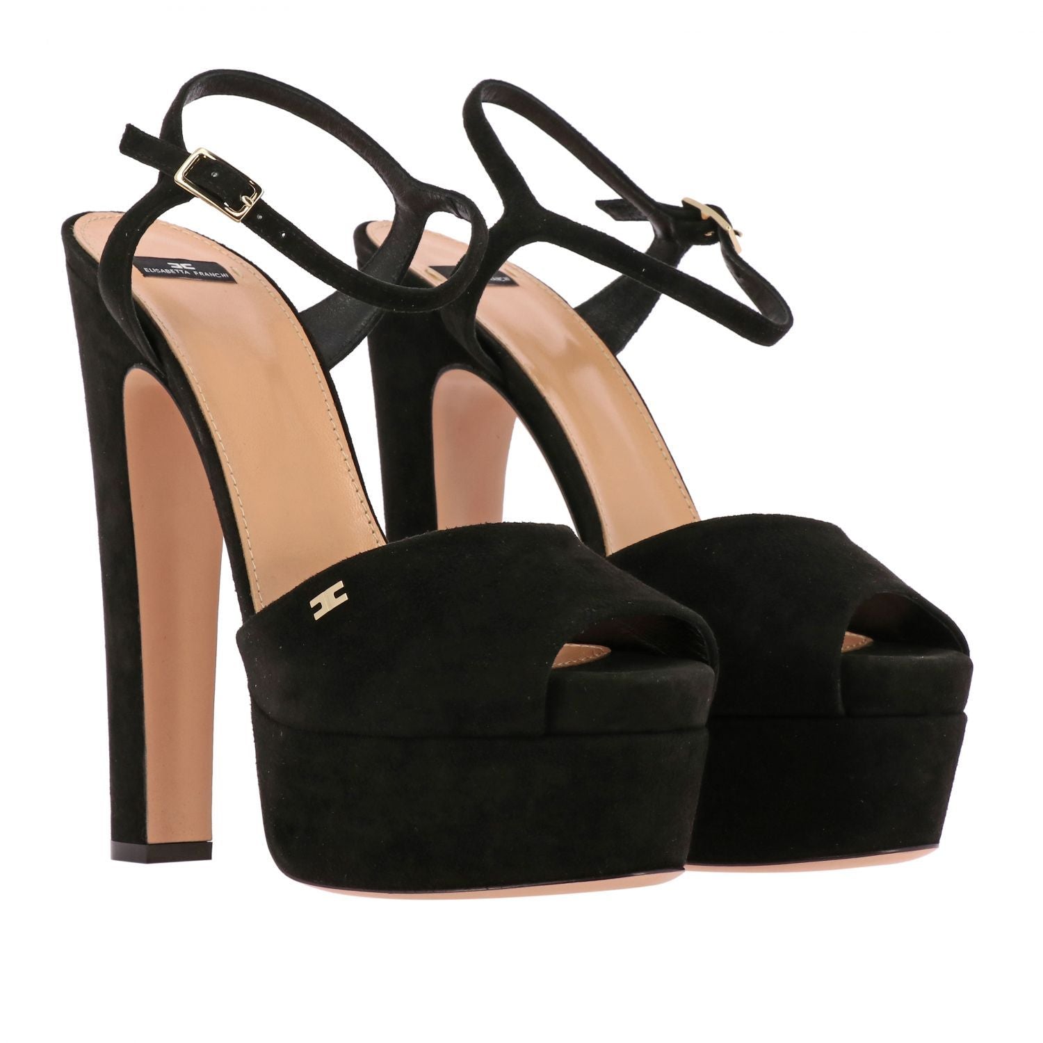 Elisabetta Franchi Sandale Femme En Cuir De Veau Noir