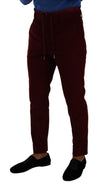 Pantalon habillé élégant en velours bordeaux Dolce &amp; Gabbana