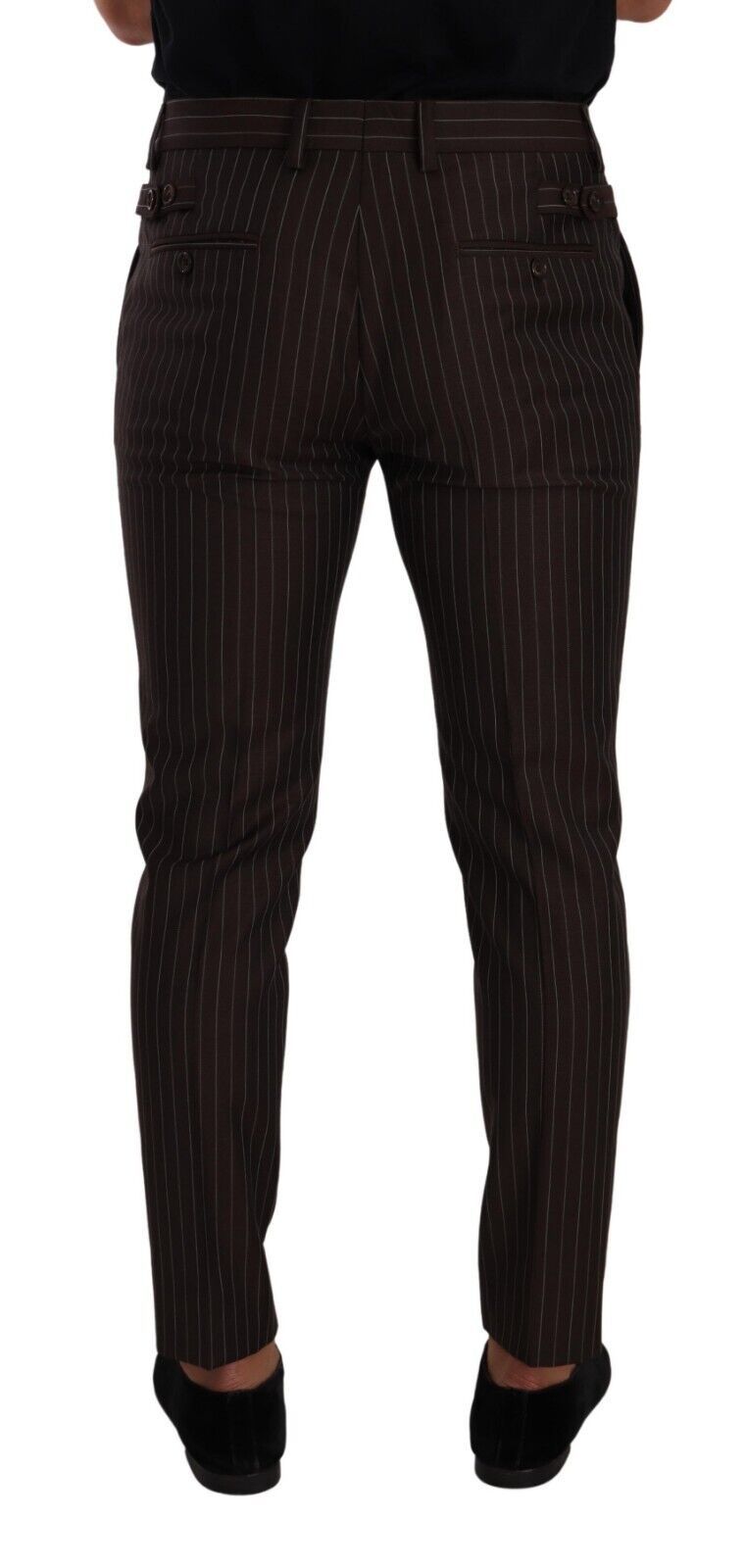 Pantalon élégant en laine à rayures marron pour homme Dolce & Gabbana