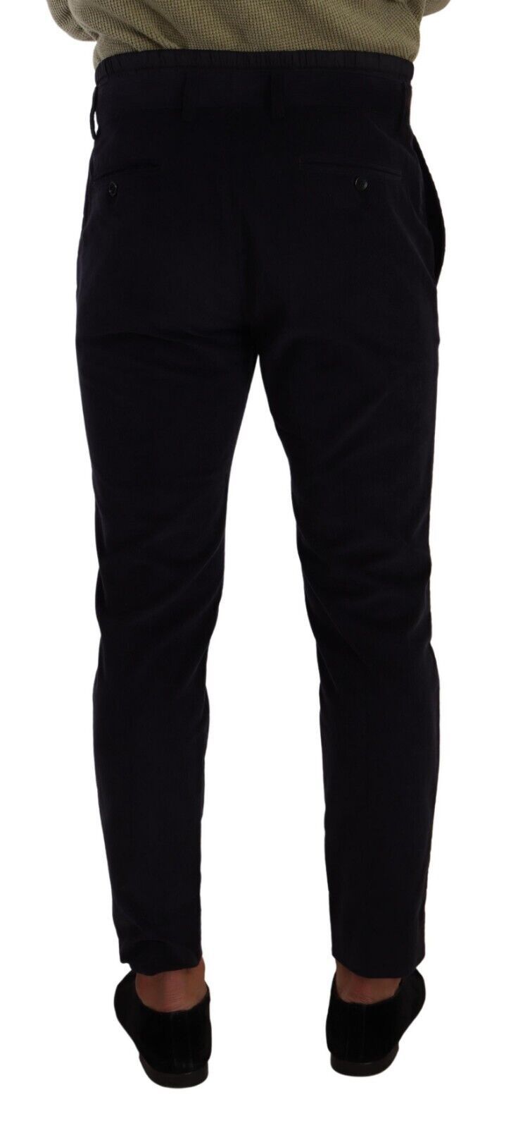 Pantalon en velours côtelé de luxe Slim Fit Dolce & Gabbana en bleu foncé