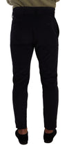 Pantalon en velours côtelé de luxe Slim Fit Dolce &amp; Gabbana en bleu foncé