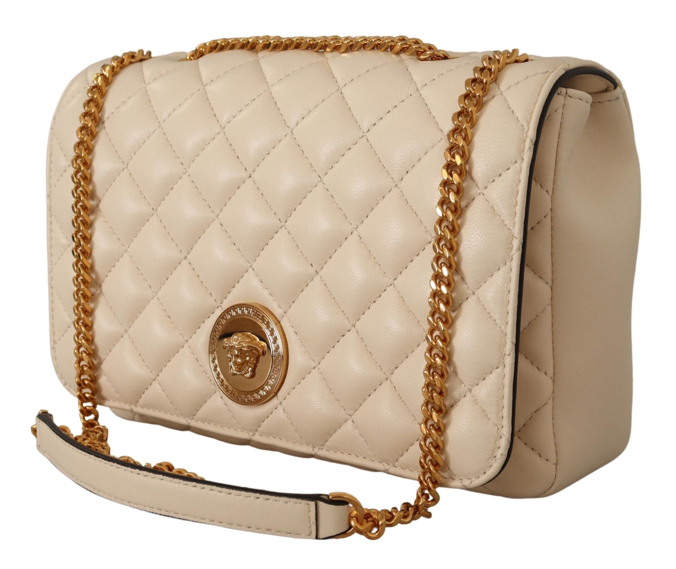 Sac à bandoulière élégant en cuir nappa blanc Versace