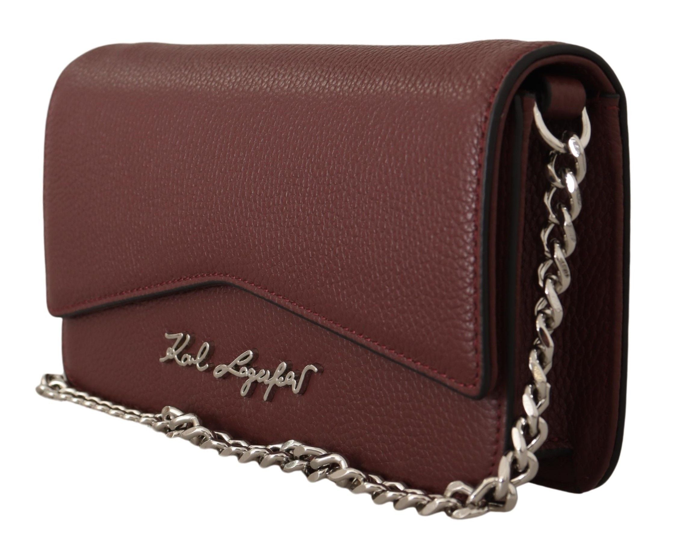 Karl Lagerfeld – Elegante Abendclutch aus weinrotem Leder