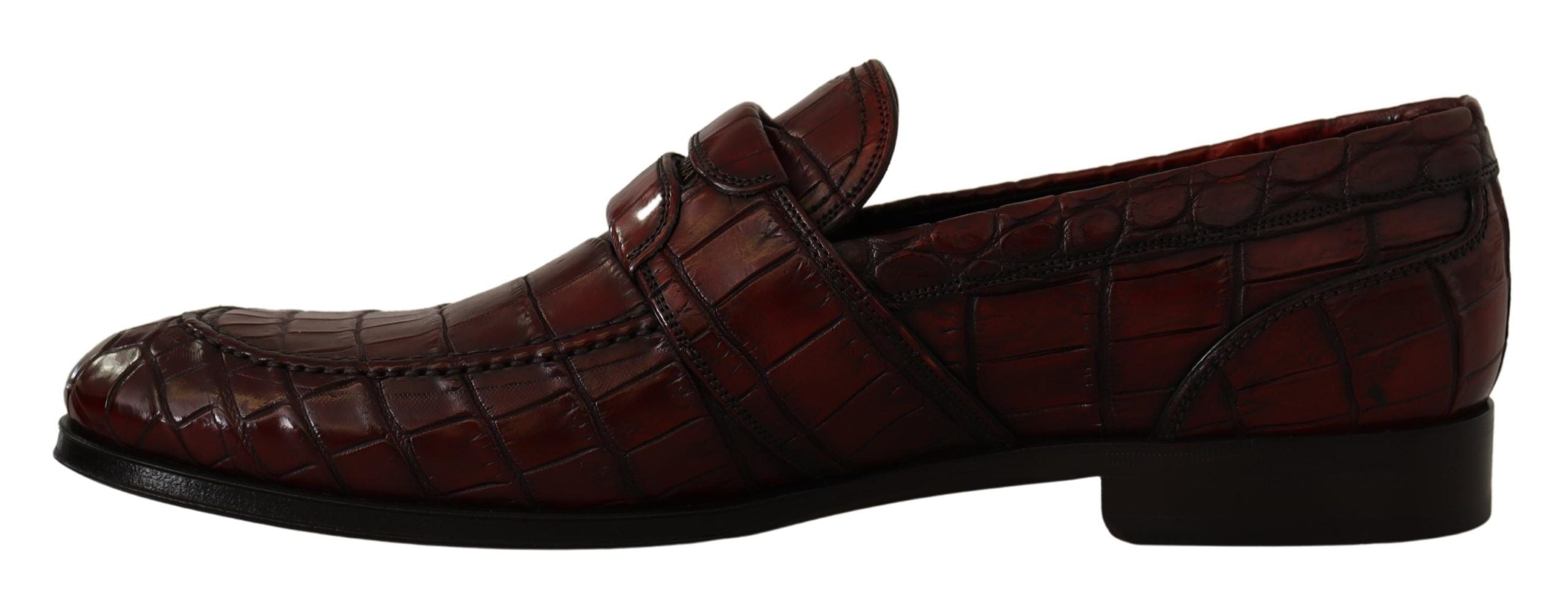 Dolce & Gabbana Exotic Croc Leather Bordeaux Loafers