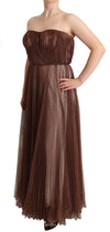 Dolce &amp; Gabbana Elegantes langes Kleid in Metallic-Bronze