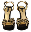 Dolce &amp; Gabbana Elegante Sandalen mit Knöchelriemen in Schwarz und Gold