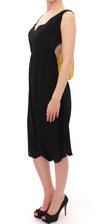 Lamberto Petri Elegant Silk Blend Shift Dress in Black and Yellow