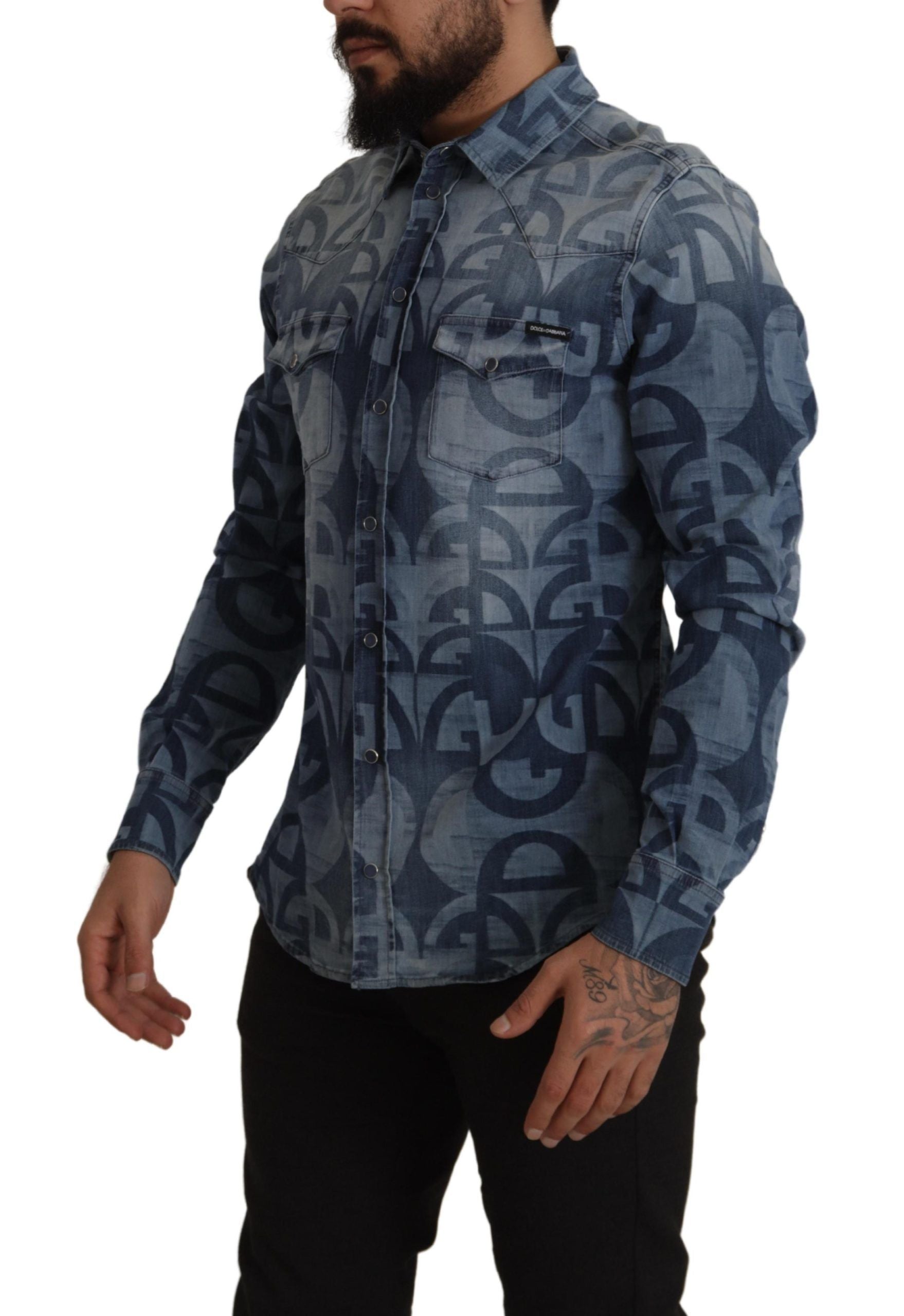 Chemise homme bleue décontractée coupe slim élégante Dolce & Gabbana