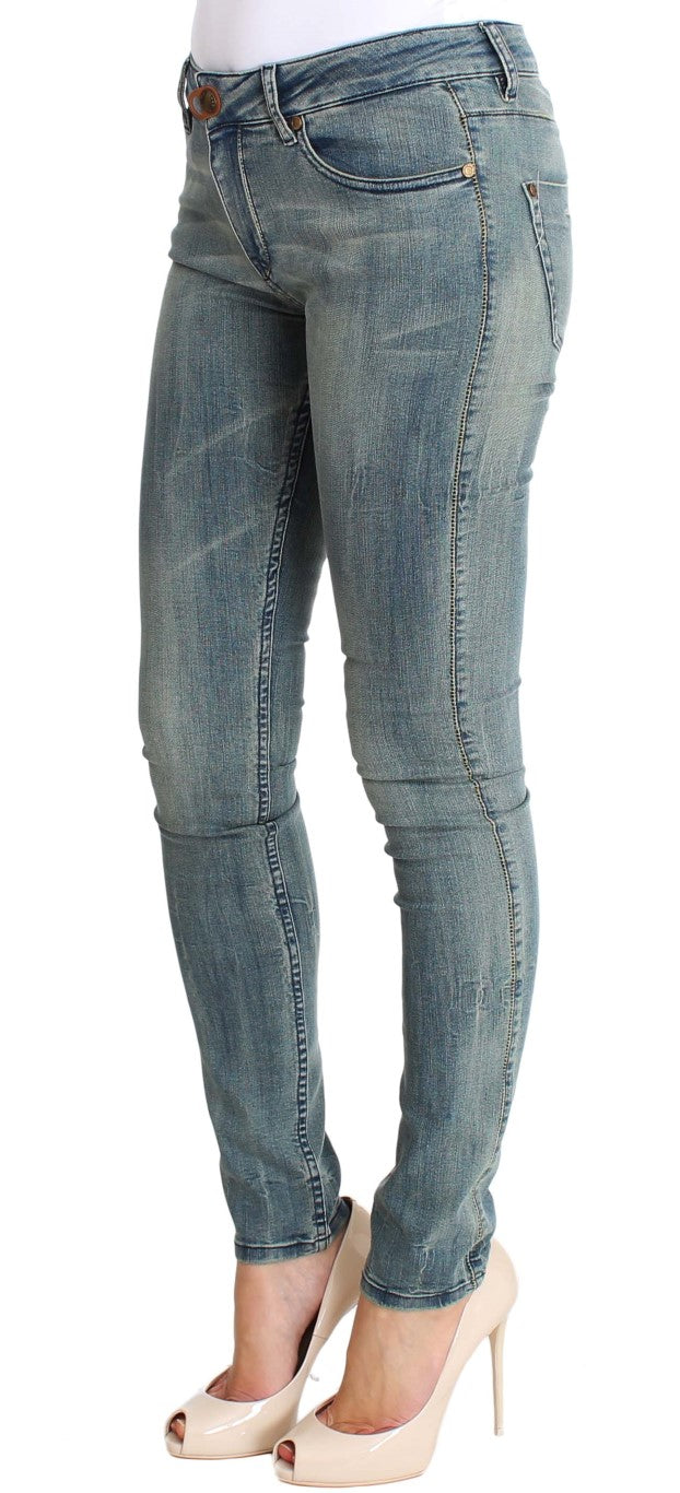 PLEIN SUD Schicker Slim Skinny-Jeansstoff in Blauwaschung