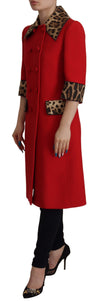 Dolce & Gabbana Elegant Red Leopard Trench Coat