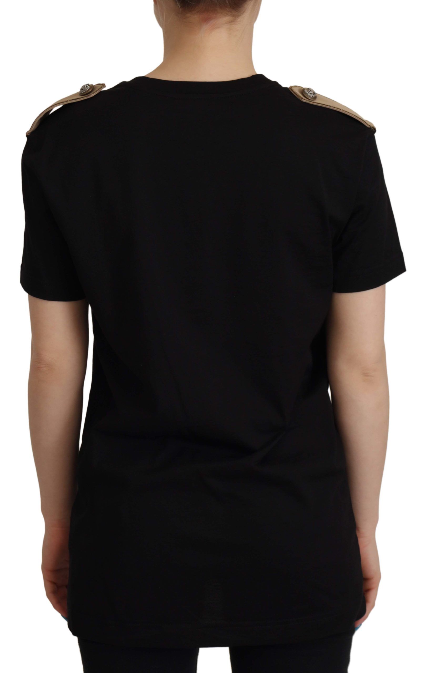 T-shirt en coton noir avec logo chic Dolce & Gabbana pour femme