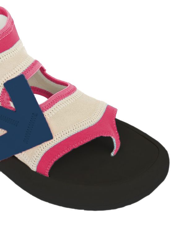 Sandalen aus Neopren-Wildleder in Off-White-Fuchsia