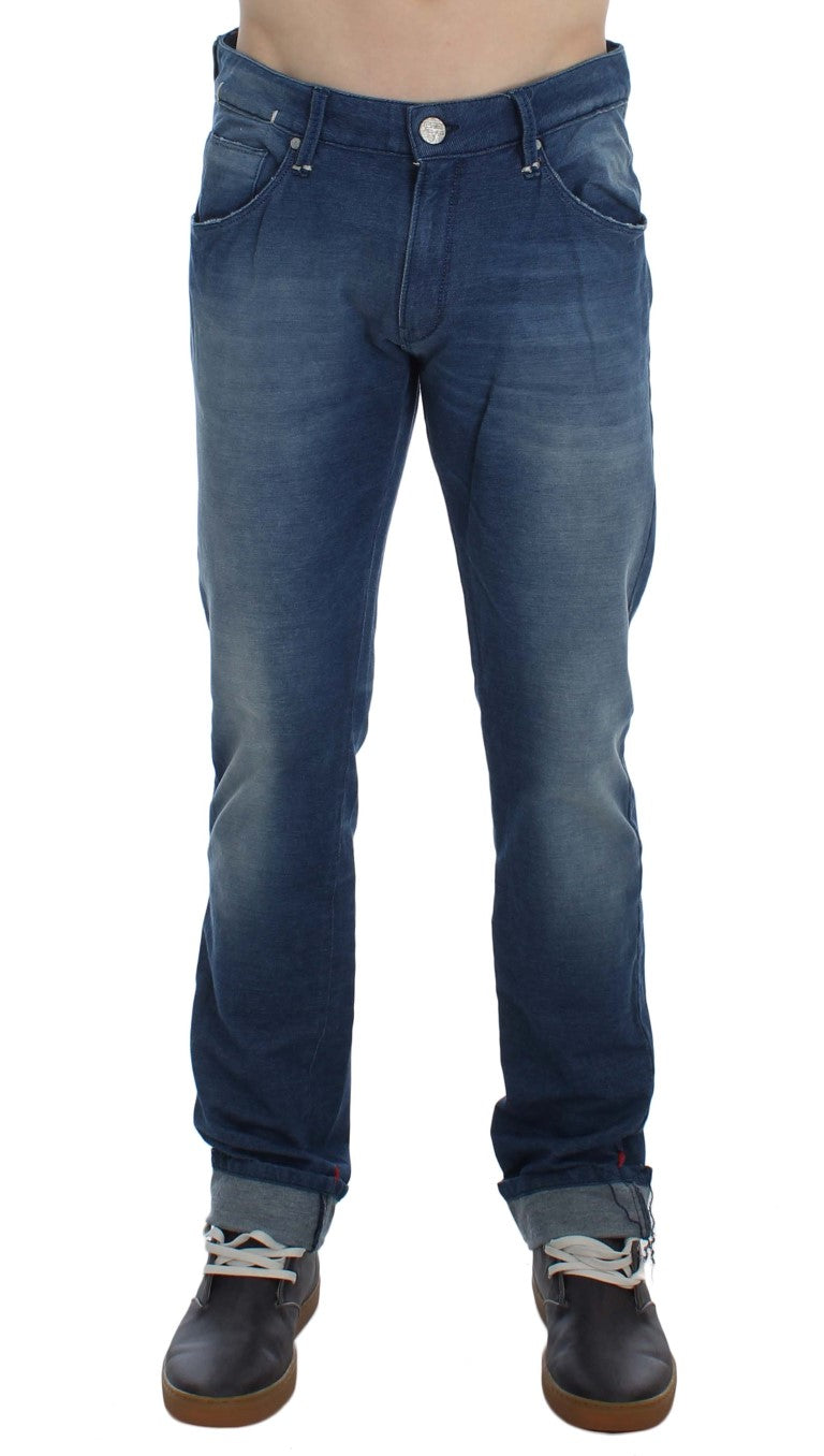 Acht Slim Fit Italienischer Denim in blauer Waschung