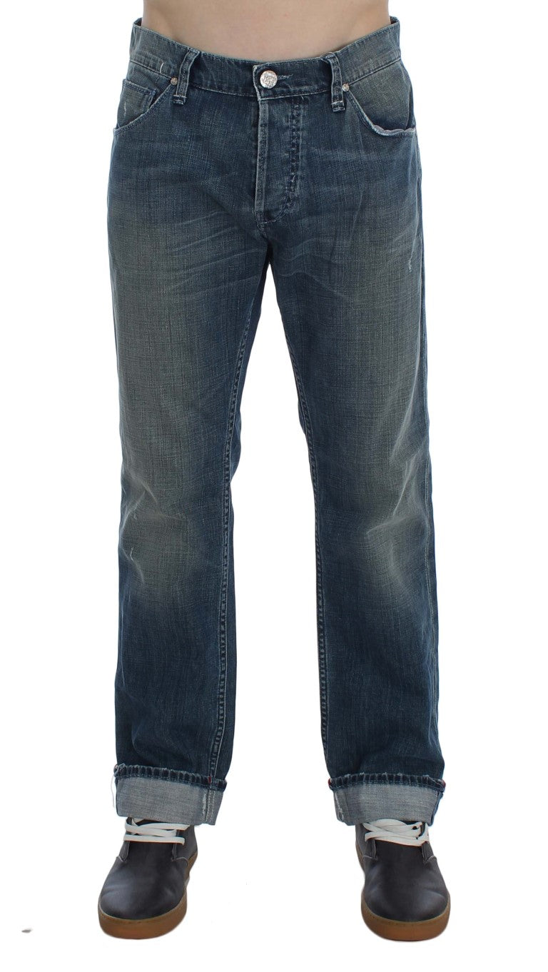 Acht Eleganter Regular Fit Blue Wash Denim