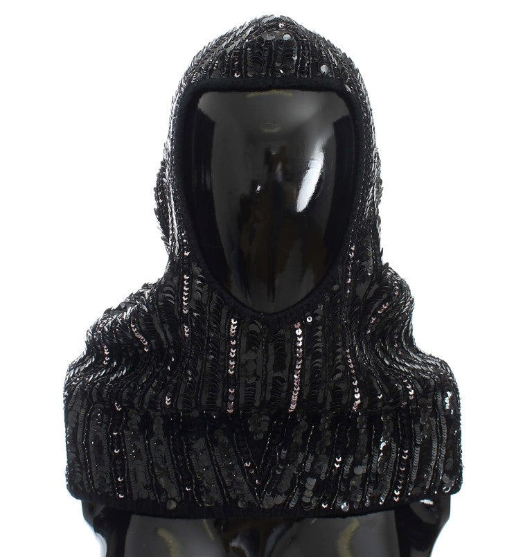 Foulard à capuche élégant à paillettes noires Dolce & Gabbana