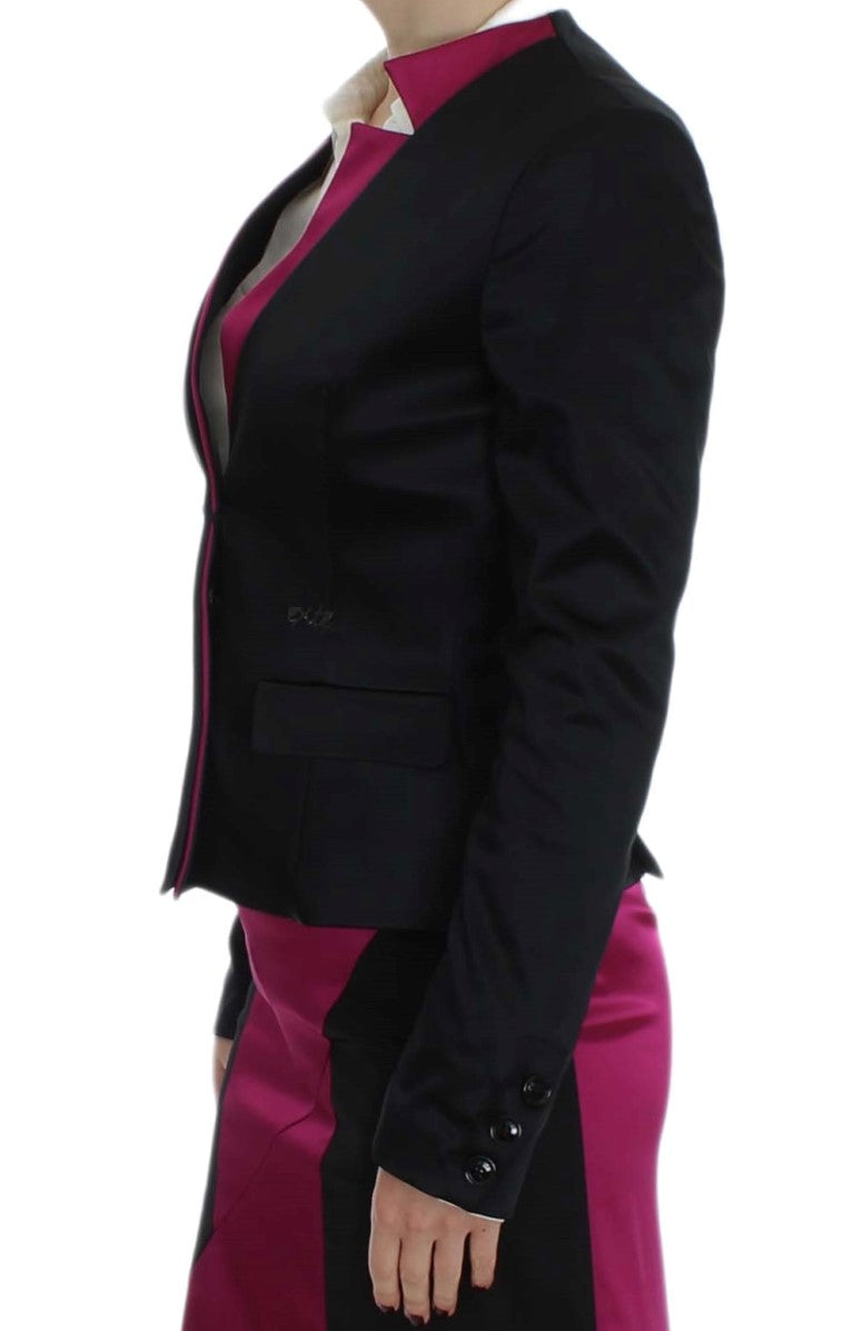 Exte Chic Einreihiger Blazer in Schwarz und Rosa