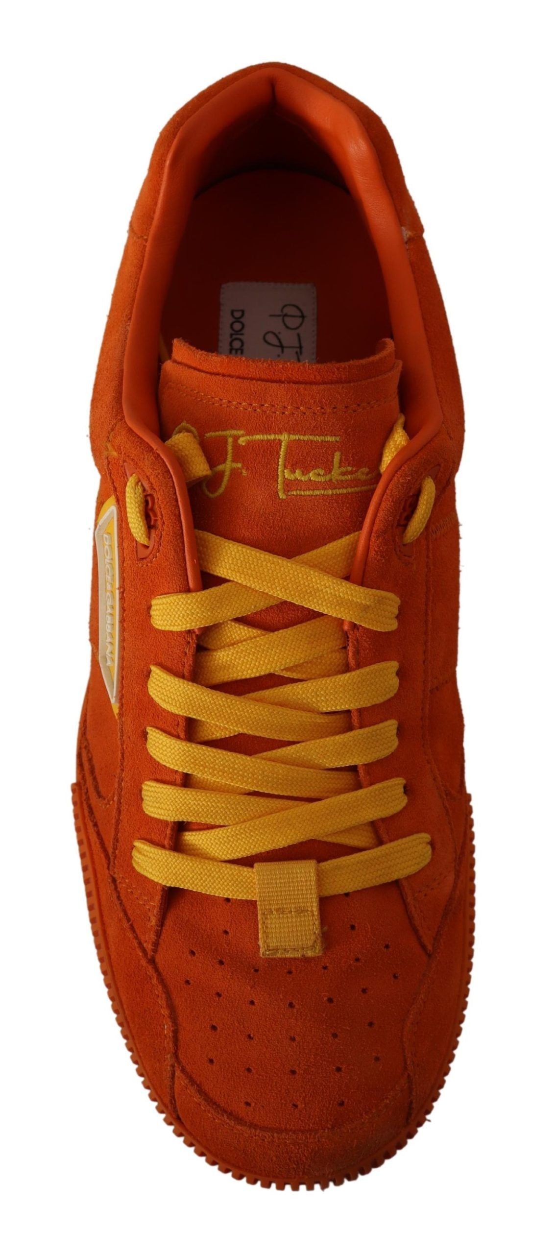 Baskets italiennes en daim orange Dolce & Gabbana