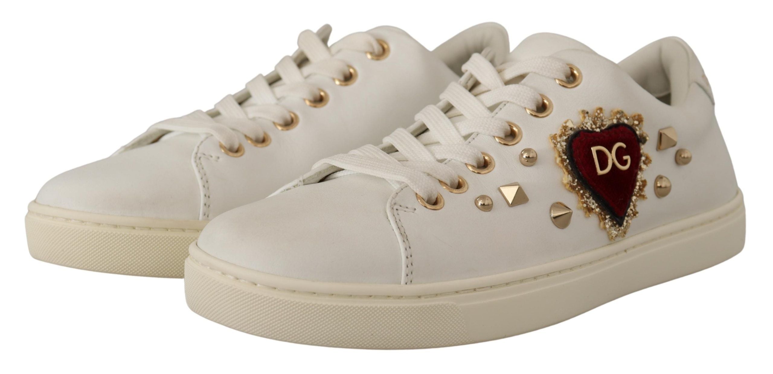 Dolce & Gabbana Sneakers aus Leder mit Herz-Nieten - Pure Eleganz